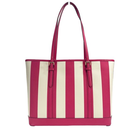 NEW Michael Kors Jet Set Travel Tote Bag Pink Stripe Large Purse Shoulder Barbie - Picture 3 of 6